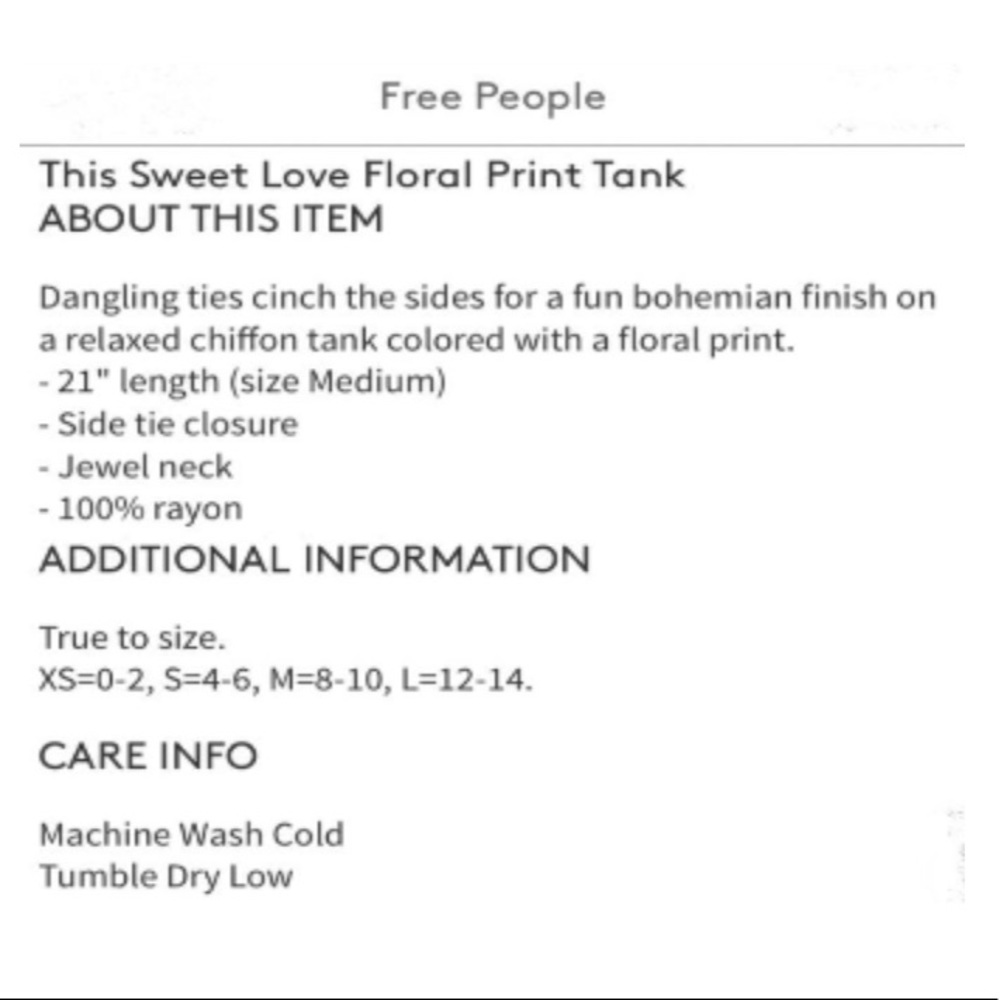 *SOLD* Free People This Sweet Love Side Tie Tank - Picture 11 of 11